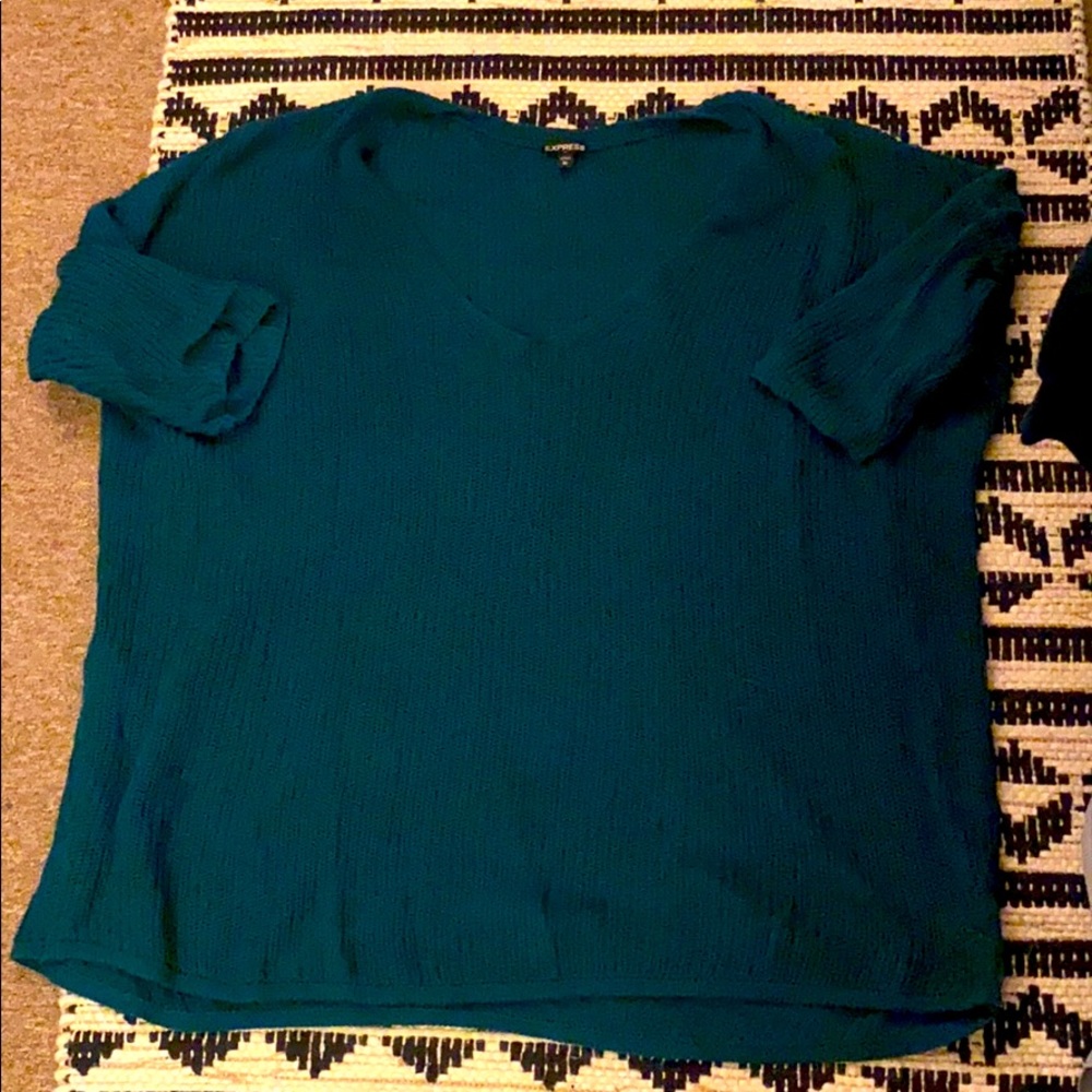 Oversized forest green elbow sleeve sweater